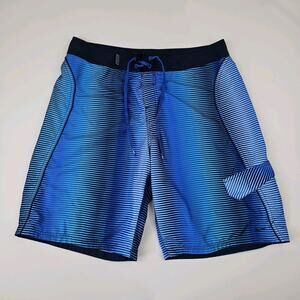 Nike Board Shorts Men's‎ 36 Surf Swimming Trunks Stretch Blue Striped Unlined